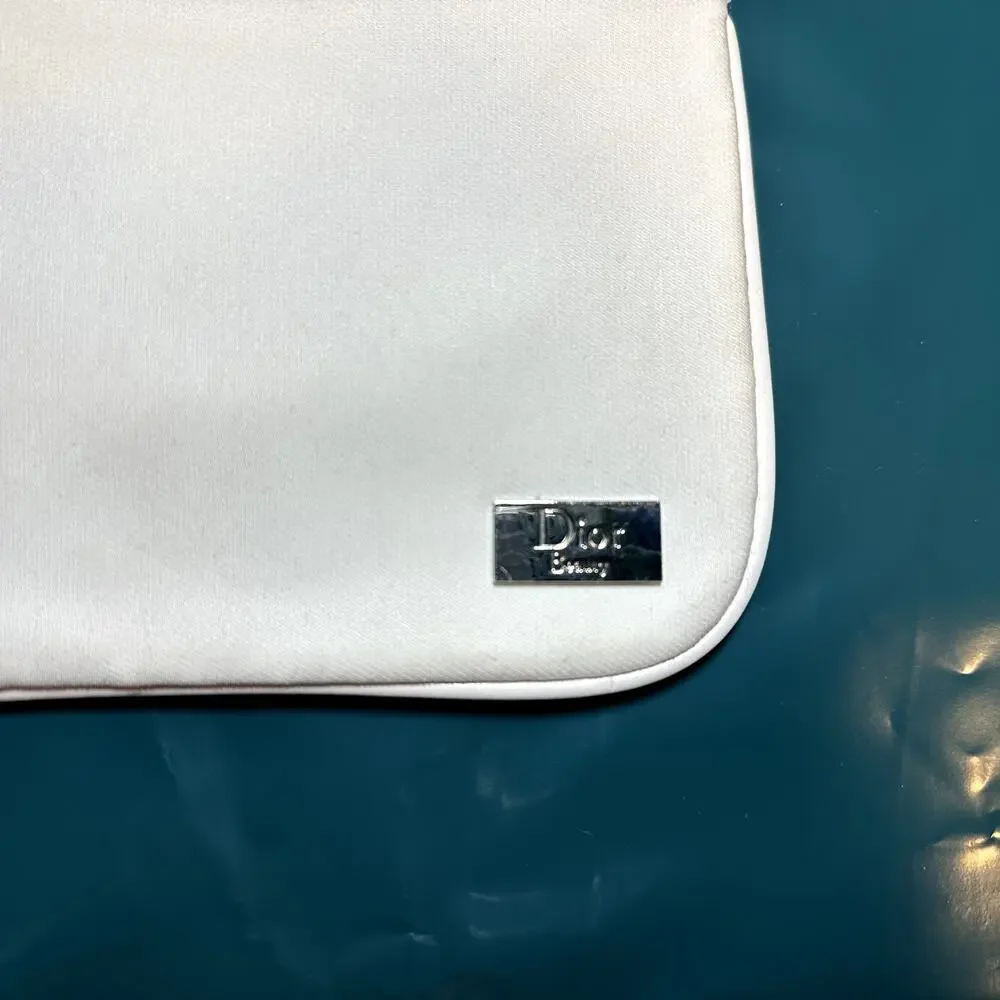 Dior beauty zippered cosmetic bag white